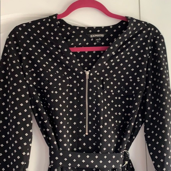 Express Black Print Long-Sleeve Dress - Picture 3 of 3